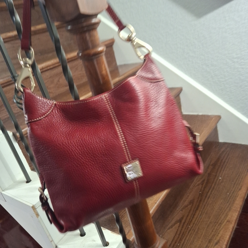 Dooney & Bourke Deep Red Pebbled Leather Shoulder Bag - Picture 11 of 14